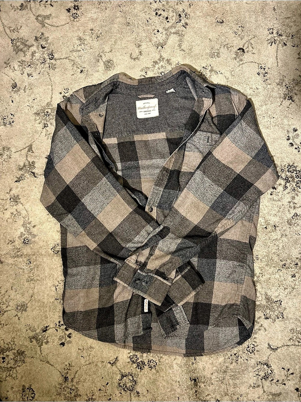 Weatherproof Plaid Shirt Jacket in Gray & Brown